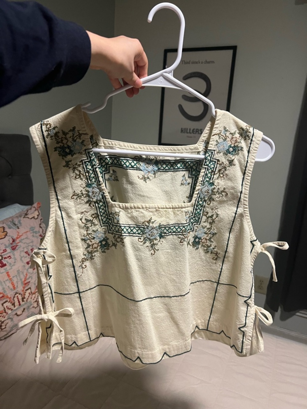 Free People Garden Wall Embroidered Side Tie Crop Top - Picture 2 of 6